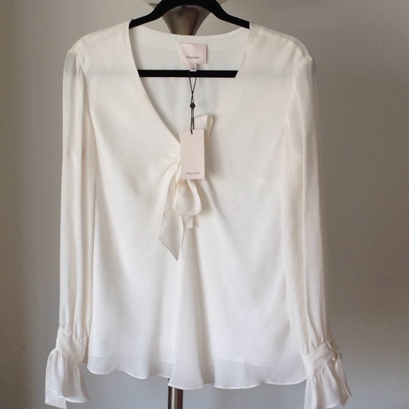 🍃🌸🍃cinq-a-sept -  "Emile" Ivory Silk Blouse - Picture 1 of 6